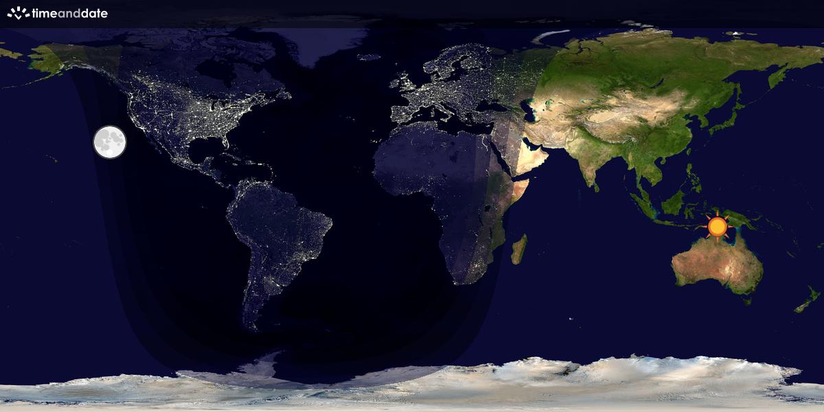 Verdenskart som viser dag og natt 