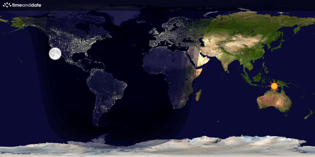 Verdenskart som viser dag og natt 