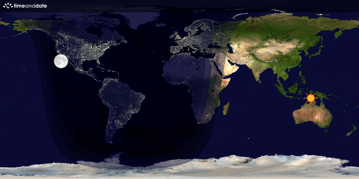 Verdenskart som viser dag og natt 