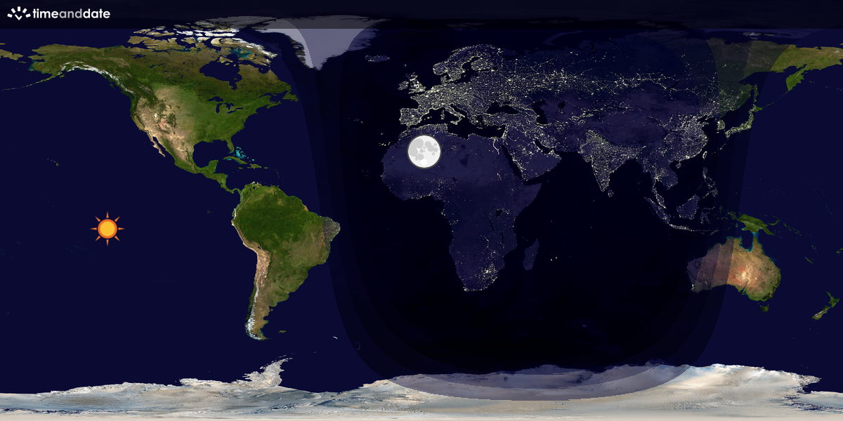 Verdenskart som viser dag og natt 