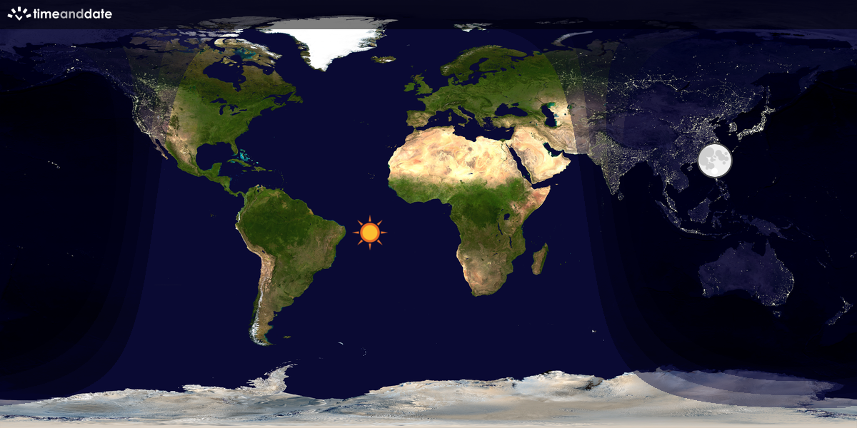 Verdenskart som viser dag og natt 