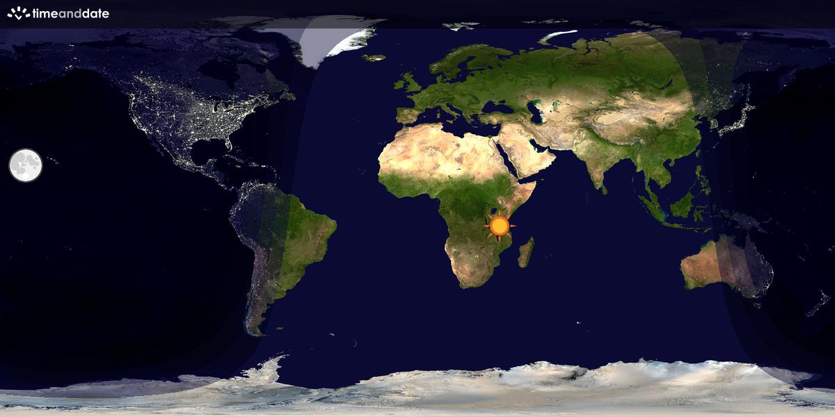Verdenskart som viser dag og natt 