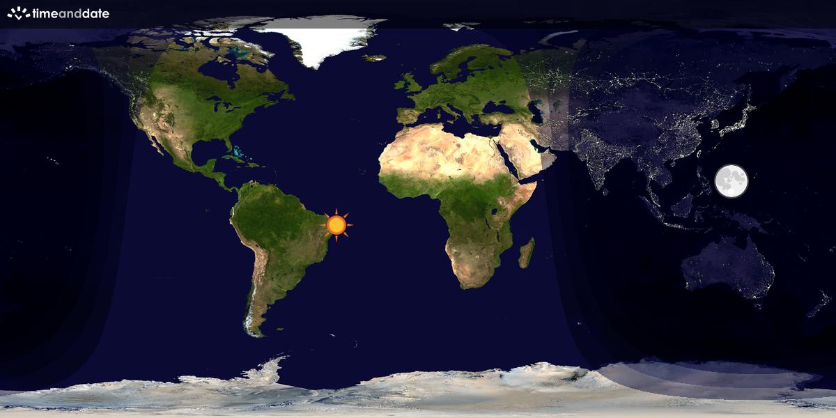 Verdenskart som viser dag og natt 