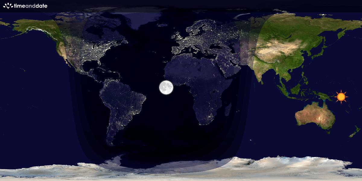 Verdenskart som viser dag og natt 