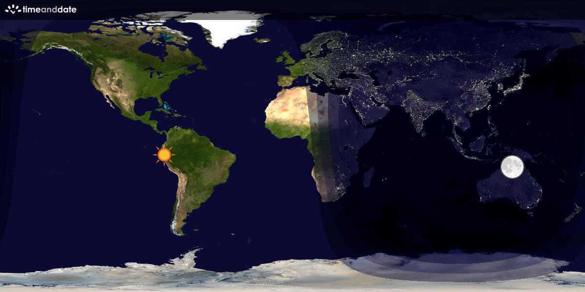 Verdenskart som viser dag og natt 