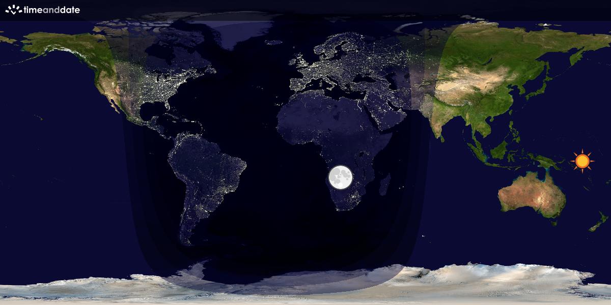 Verdenskart som viser dag og natt 