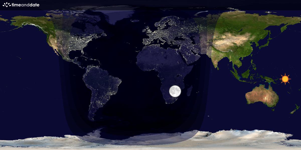 Verdenskart som viser dag og natt 