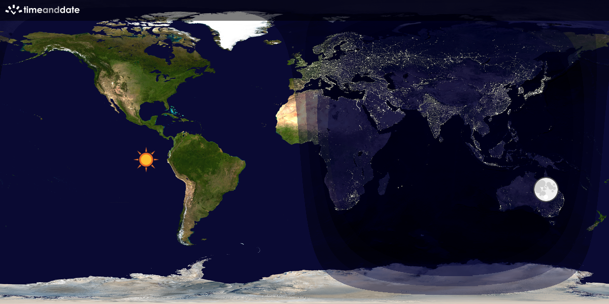 Verdenskart som viser dag og natt 