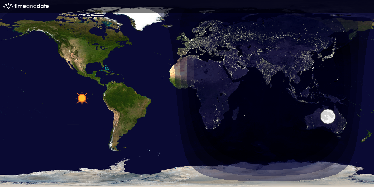 Verdenskart som viser dag og natt 