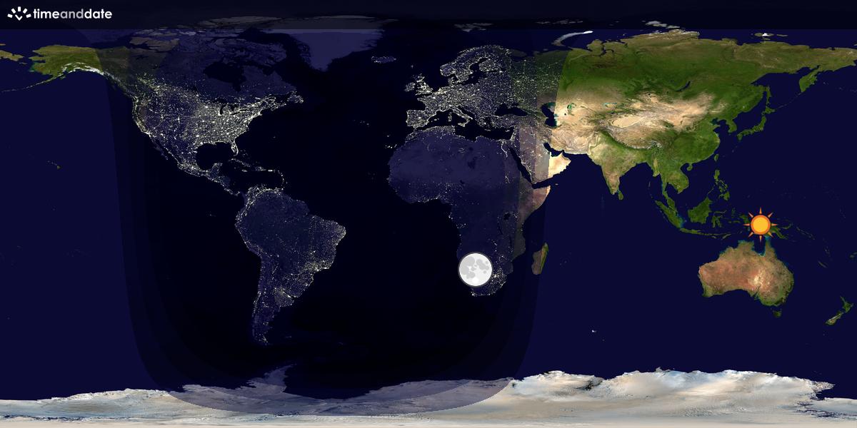 Verdenskart som viser dag og natt 