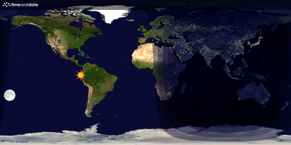 Verdenskart som viser dag og natt 
