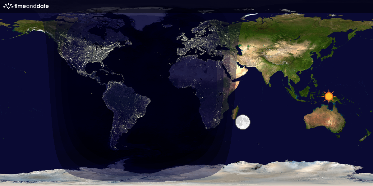 Verdenskart som viser dag og natt 