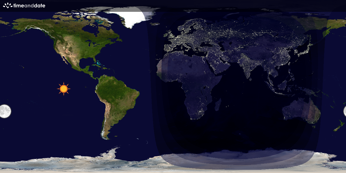 Verdenskart som viser dag og natt 