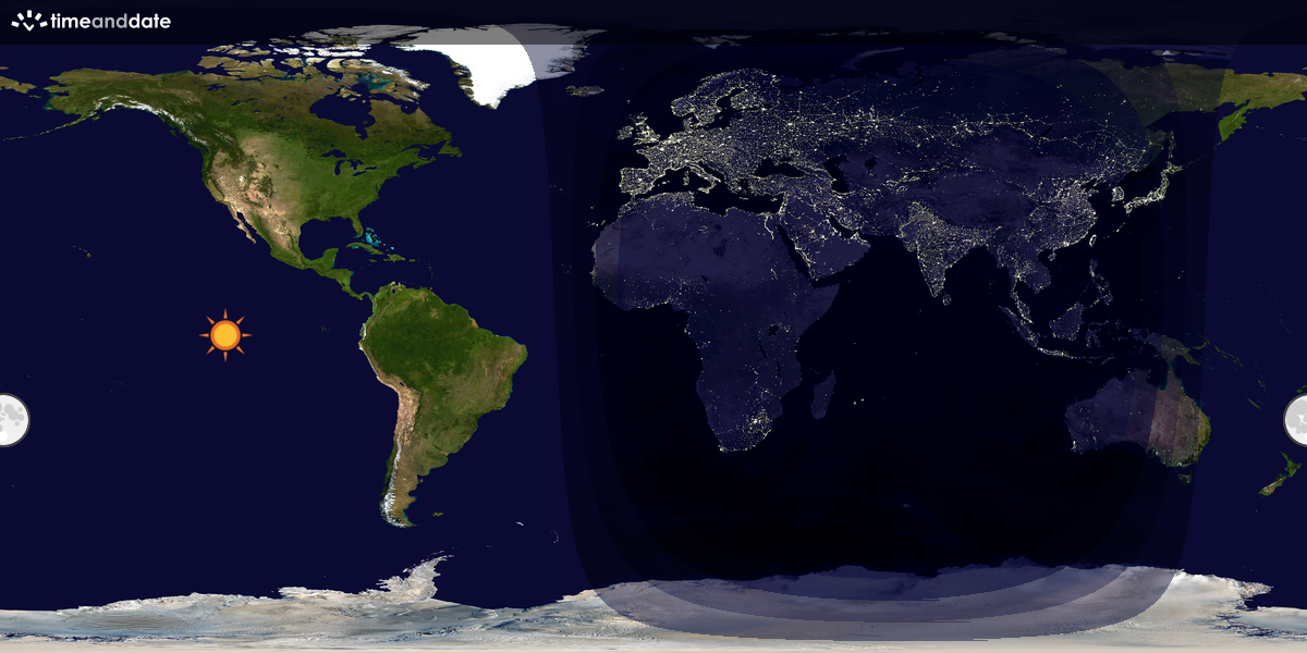 Verdenskart som viser dag og natt 