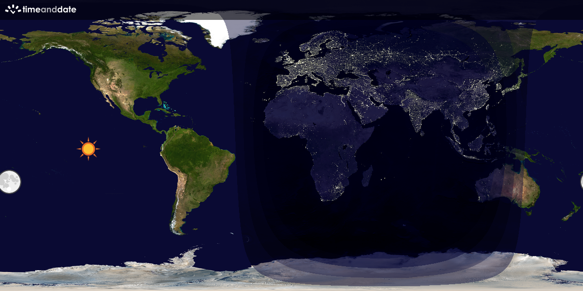 Verdenskart som viser dag og natt 