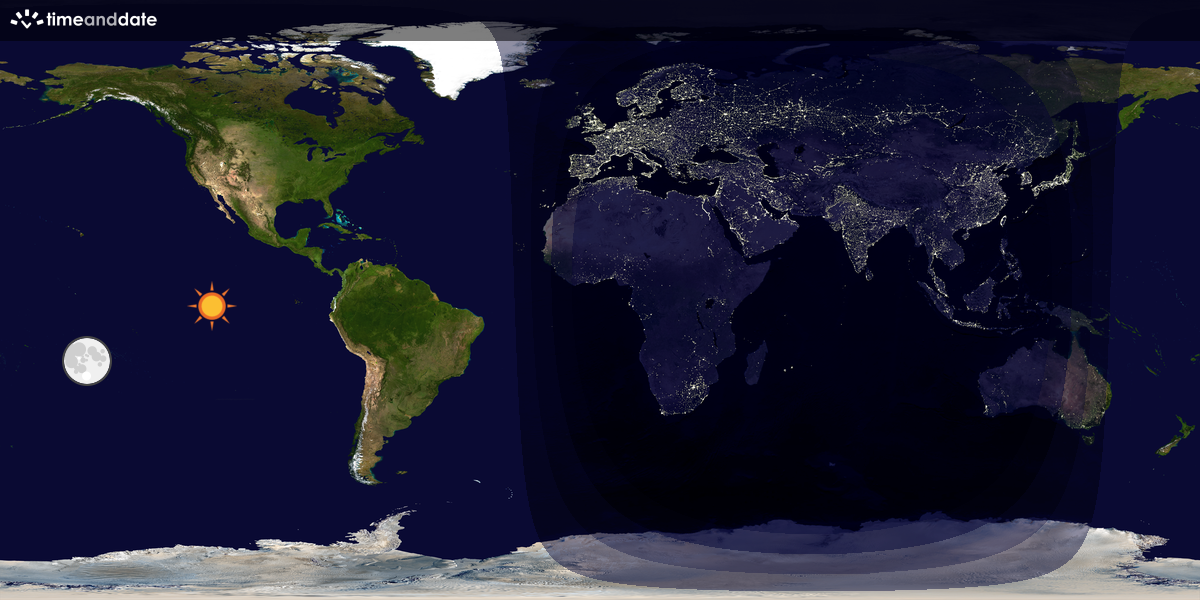 Verdenskart som viser dag og natt 