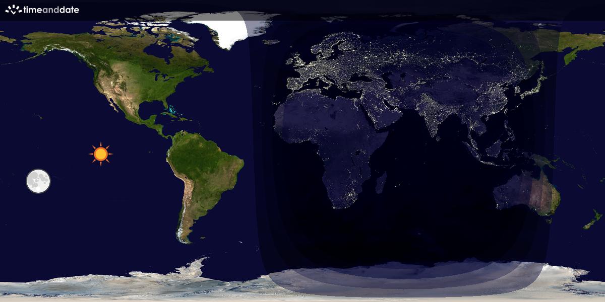 Verdenskart som viser dag og natt 