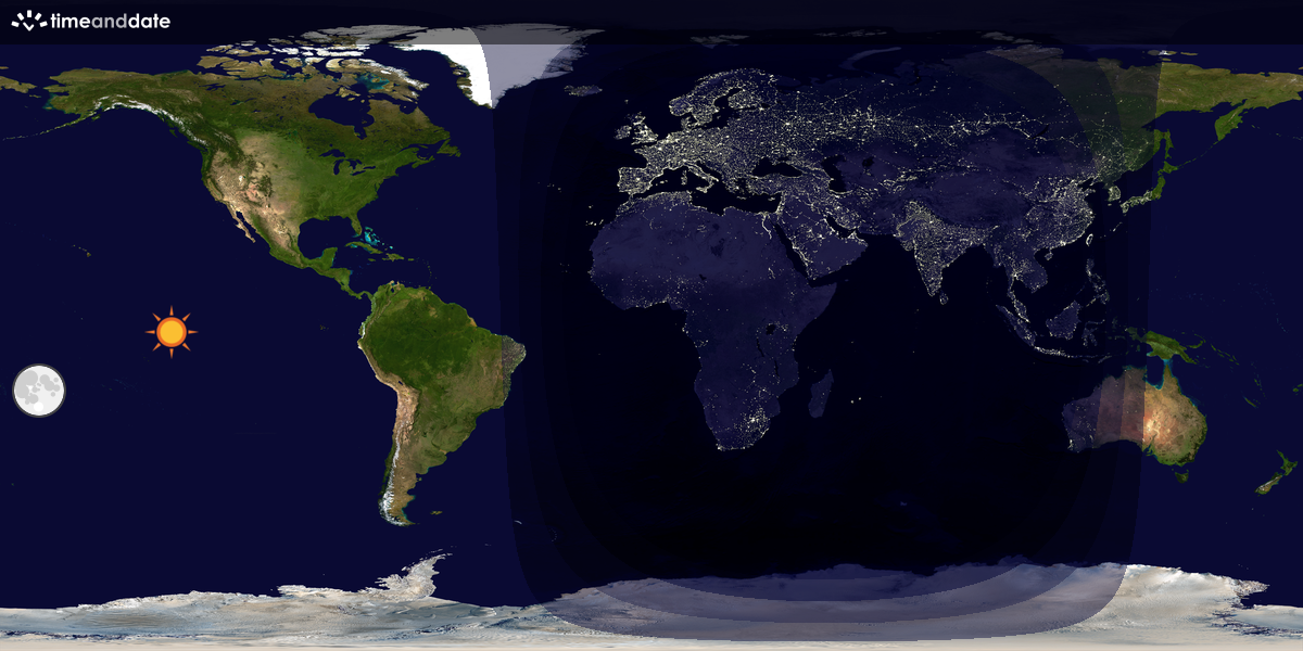 Verdenskart som viser dag og natt 