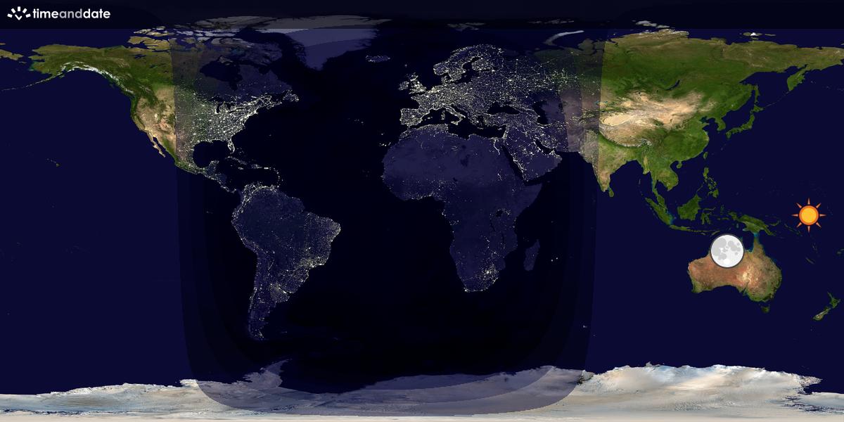 Verdenskart som viser dag og natt 