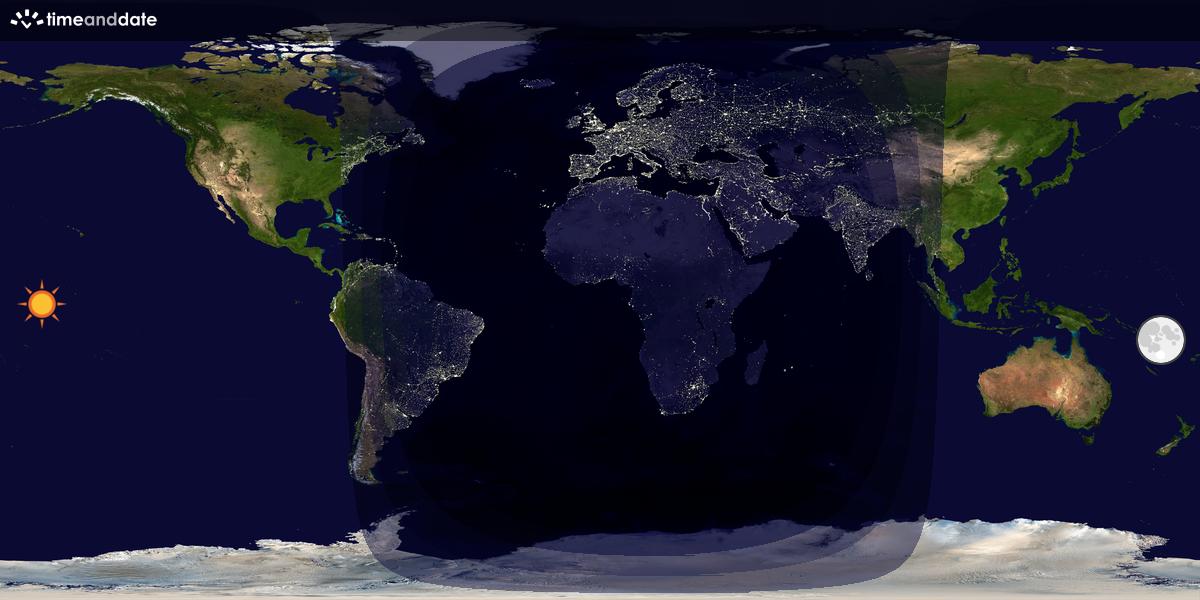 Verdenskart som viser dag og natt 