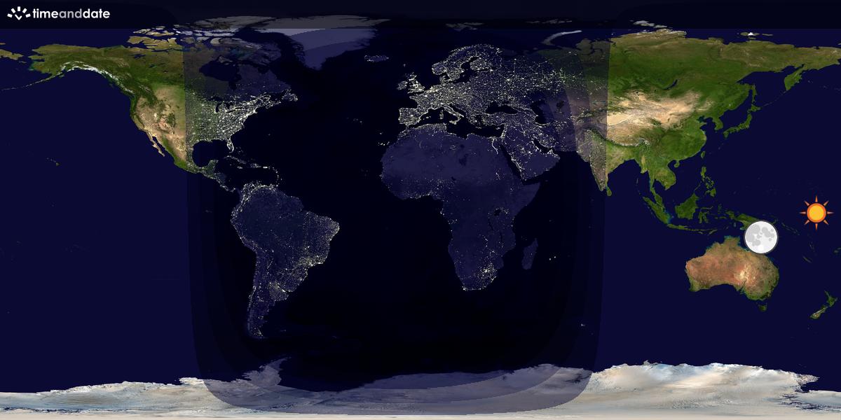 Verdenskart som viser dag og natt 