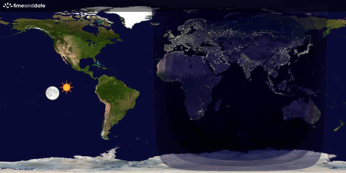 Verdenskart som viser dag og natt 