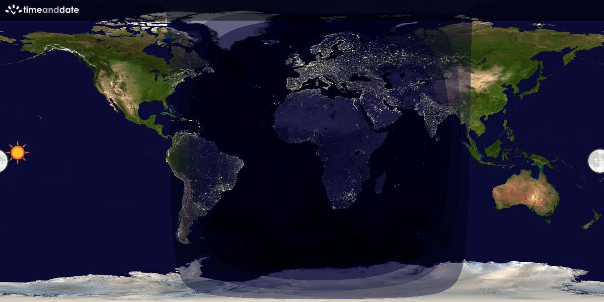 Verdenskart som viser dag og natt 