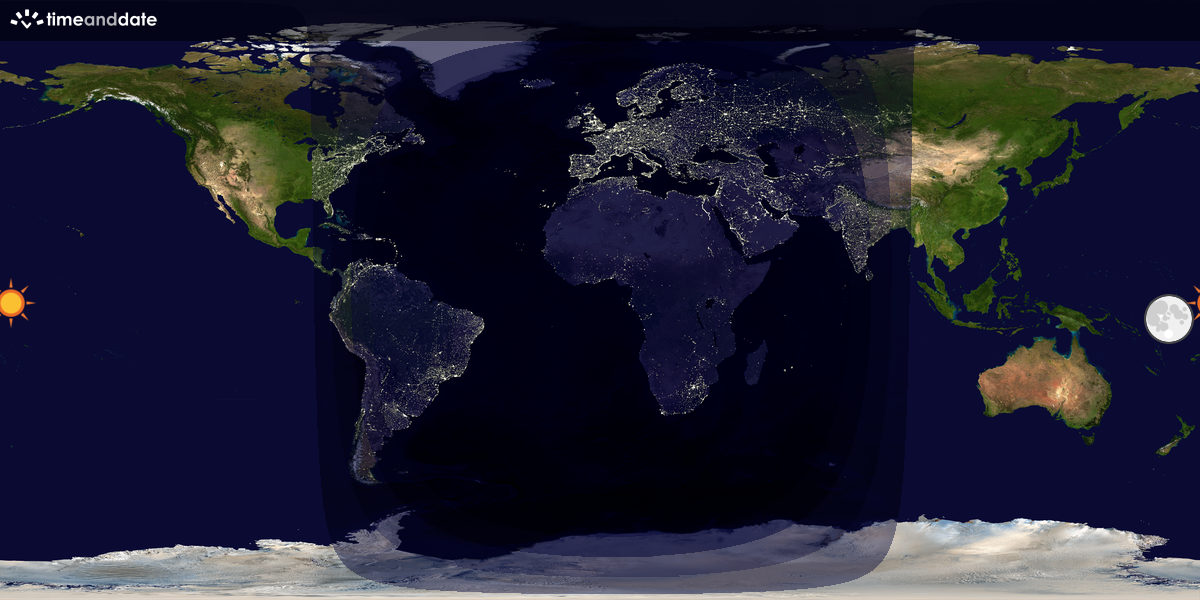 Verdenskart som viser dag og natt 