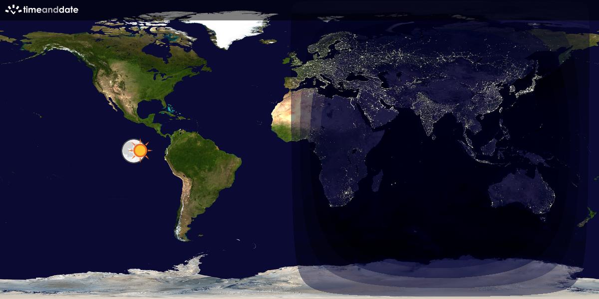 Verdenskart som viser dag og natt 