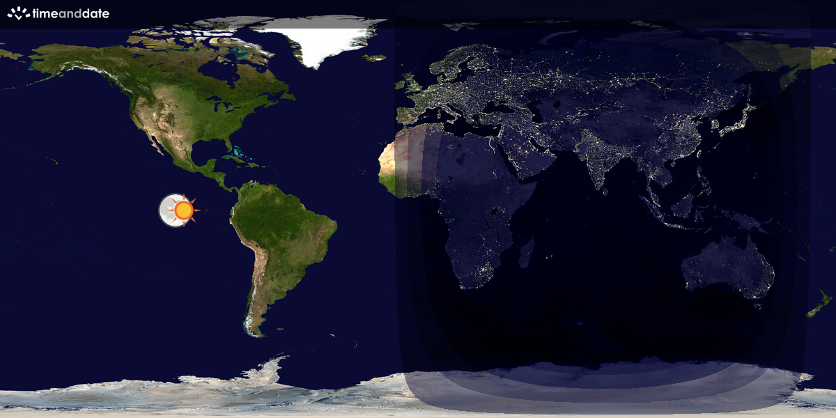 Verdenskart som viser dag og natt 