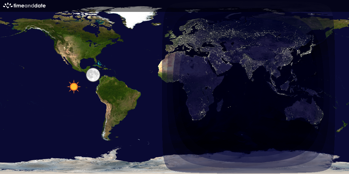 Verdenskart som viser dag og natt 