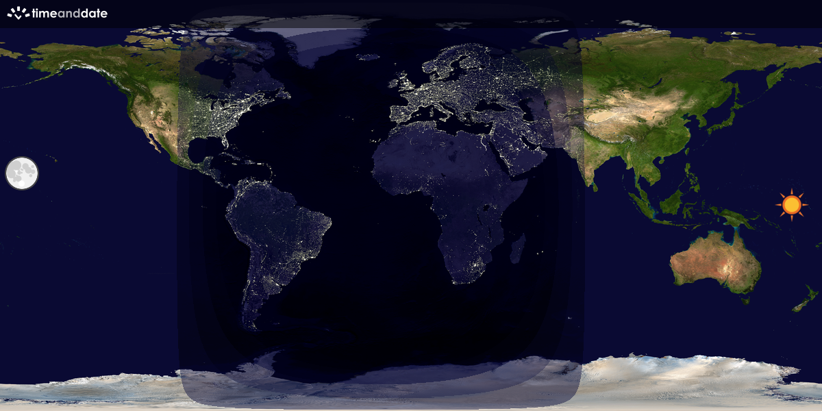Verdenskart som viser dag og natt 