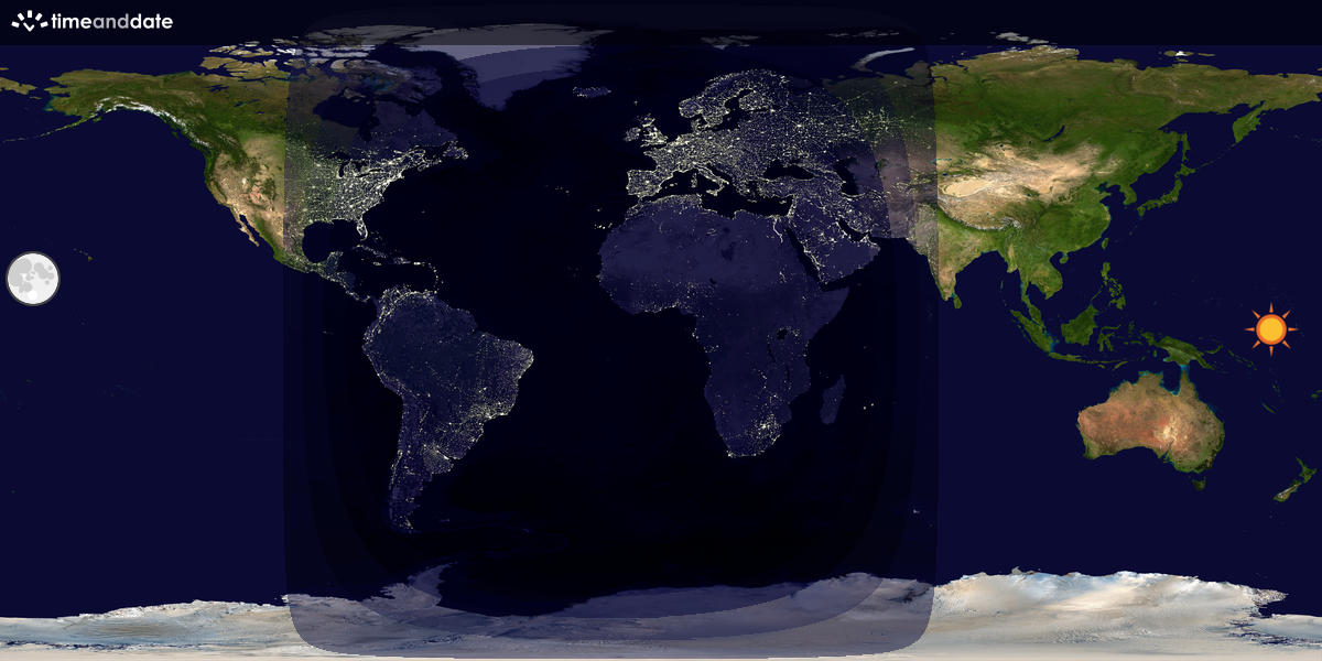 Verdenskart som viser dag og natt 