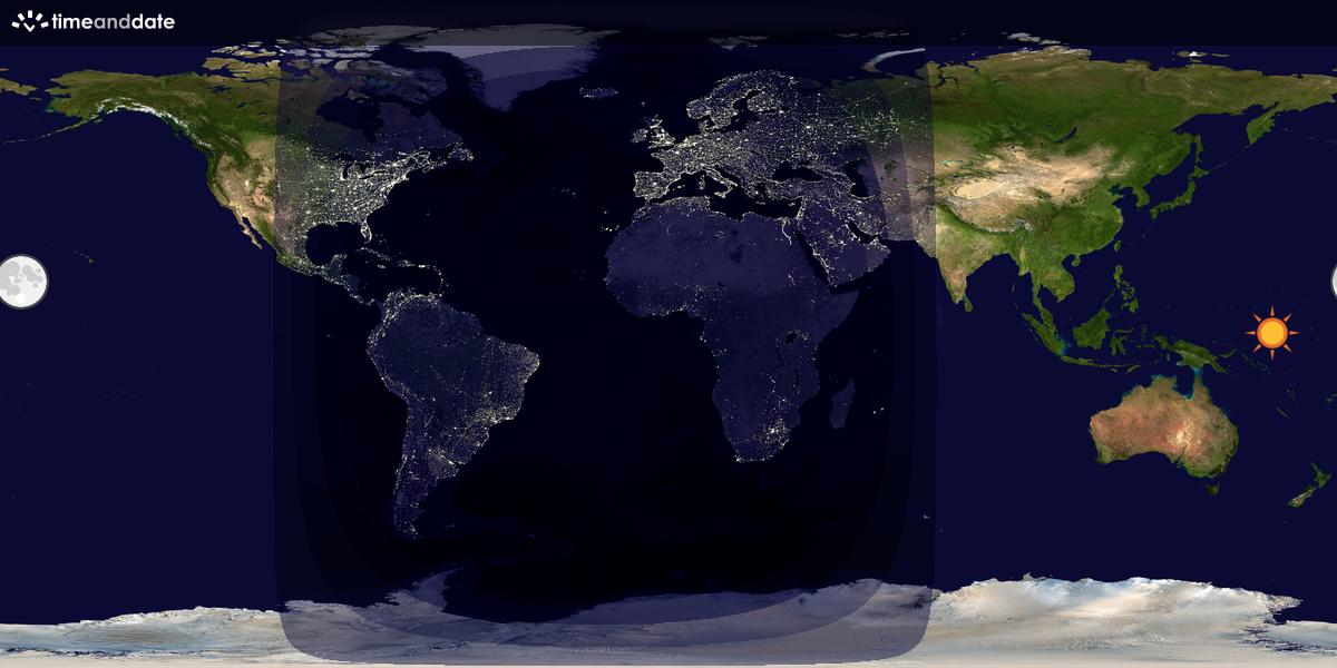 Verdenskart som viser dag og natt 