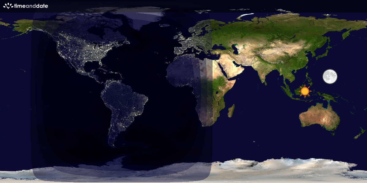 Verdenskart som viser dag og natt 