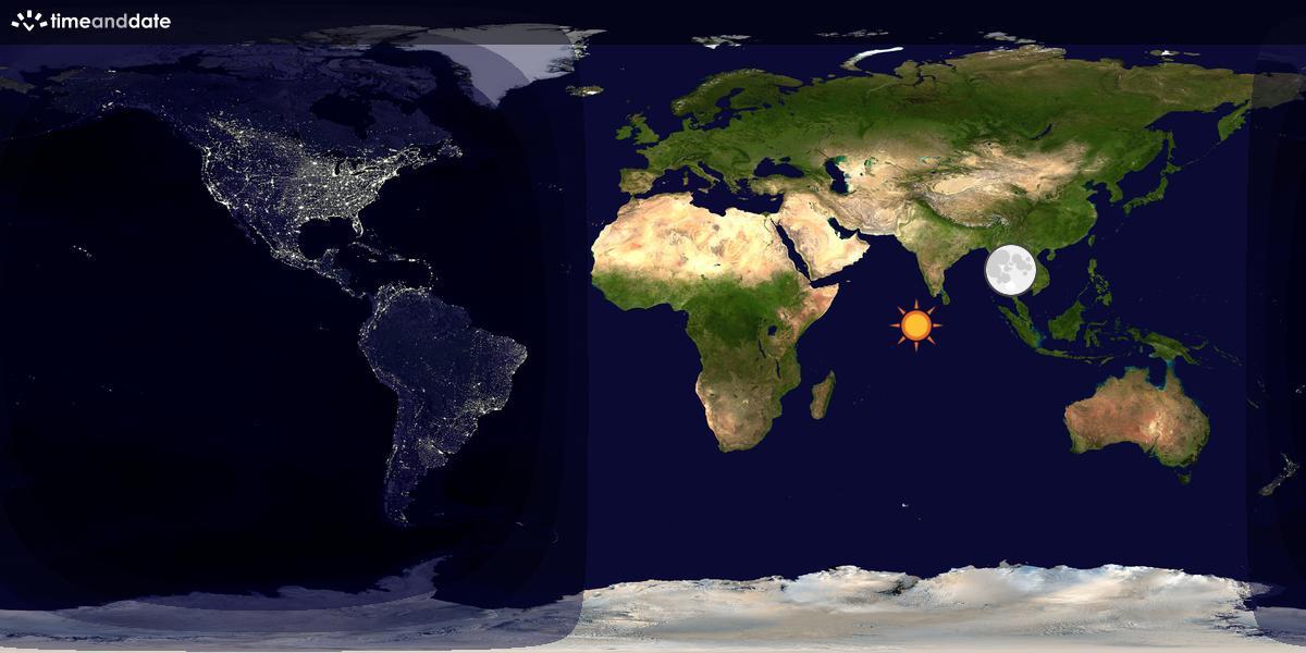 Verdenskart som viser dag og natt 
