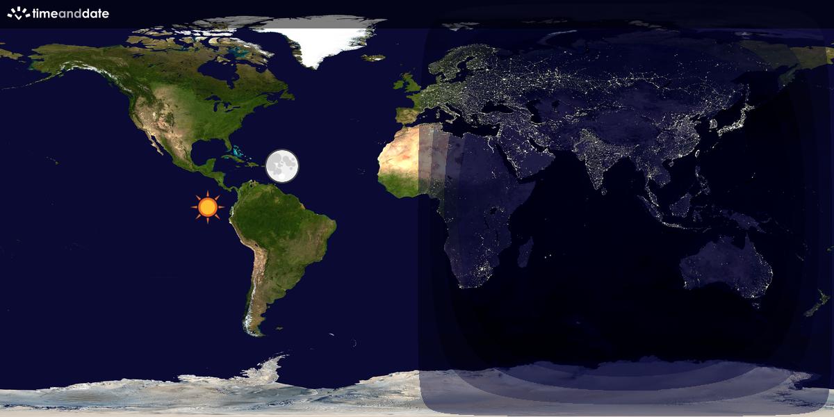 Verdenskart som viser dag og natt 
