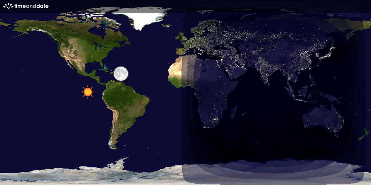 Verdenskart som viser dag og natt 