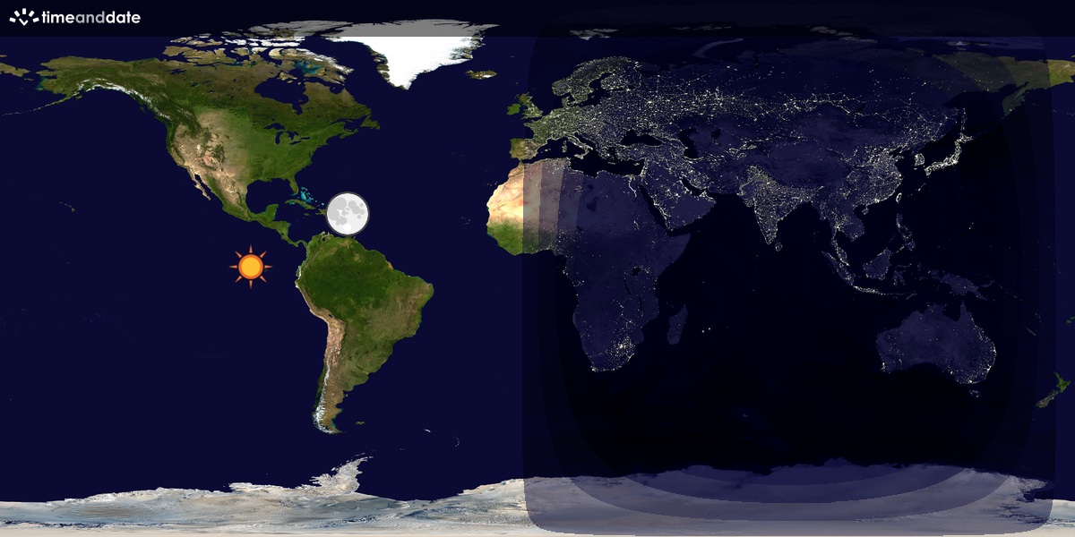 Verdenskart som viser dag og natt 