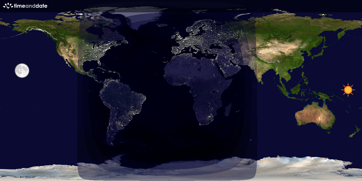 Verdenskart som viser dag og natt 