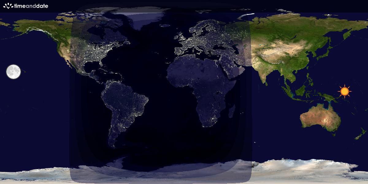 Verdenskart som viser dag og natt 