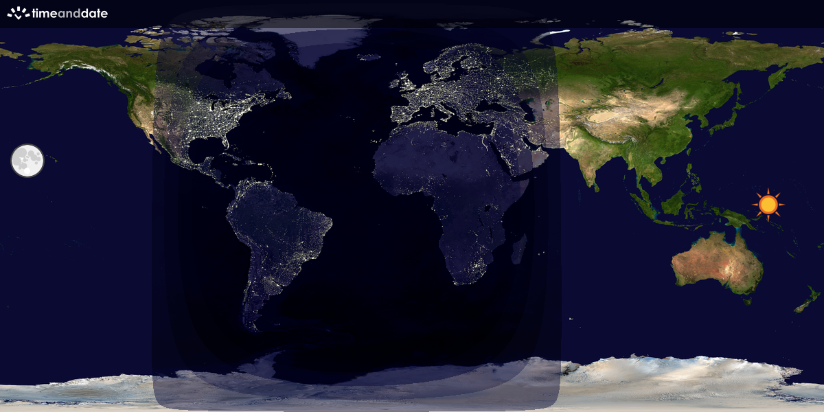 Verdenskart som viser dag og natt 