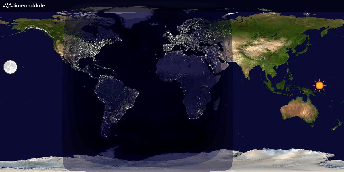 Verdenskart som viser dag og natt 