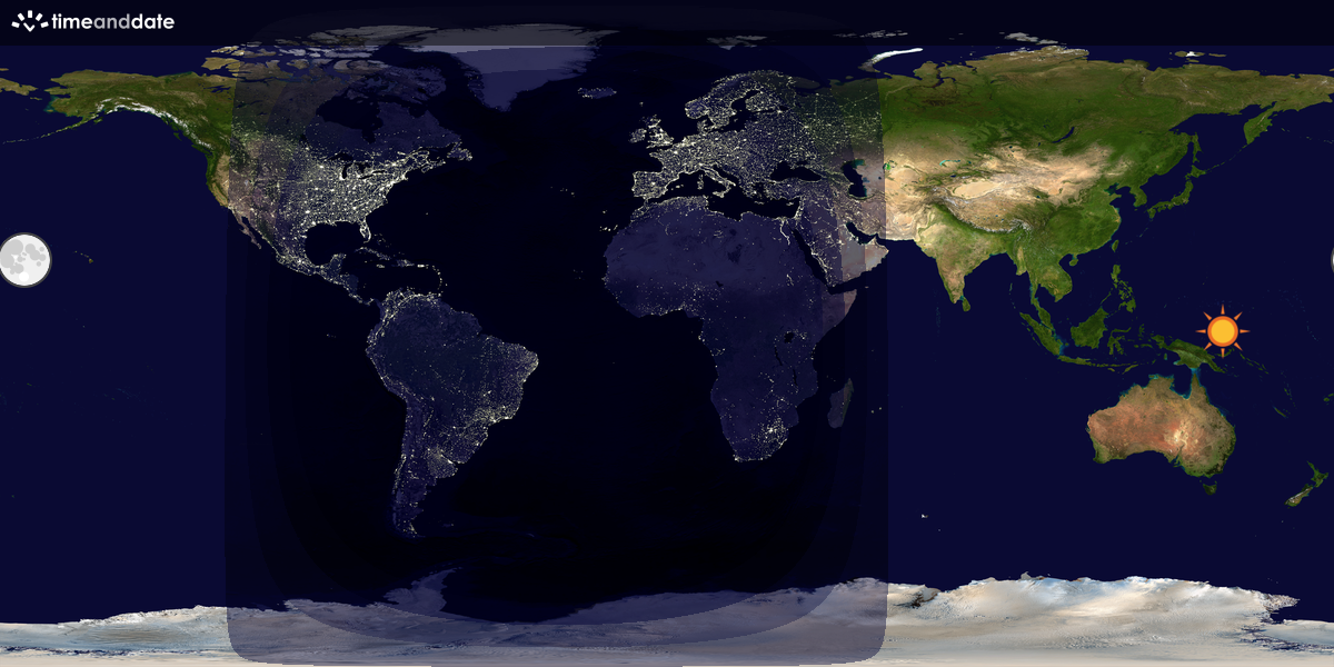 Verdenskart som viser dag og natt 