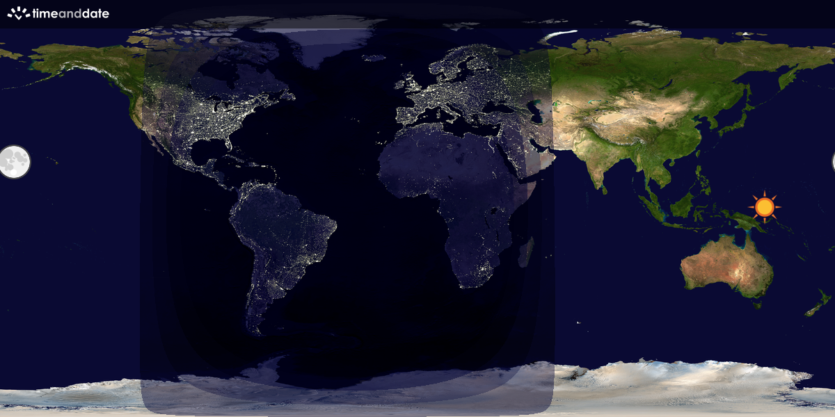 Verdenskart som viser dag og natt 