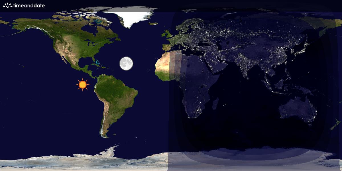 Verdenskart som viser dag og natt 