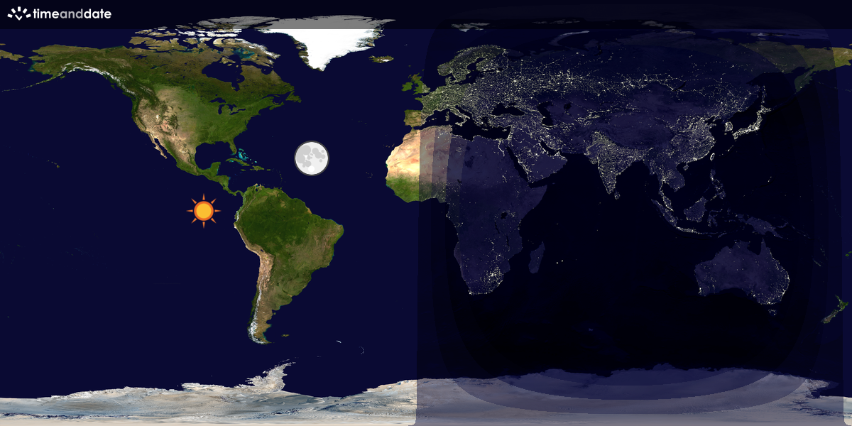 Verdenskart som viser dag og natt 