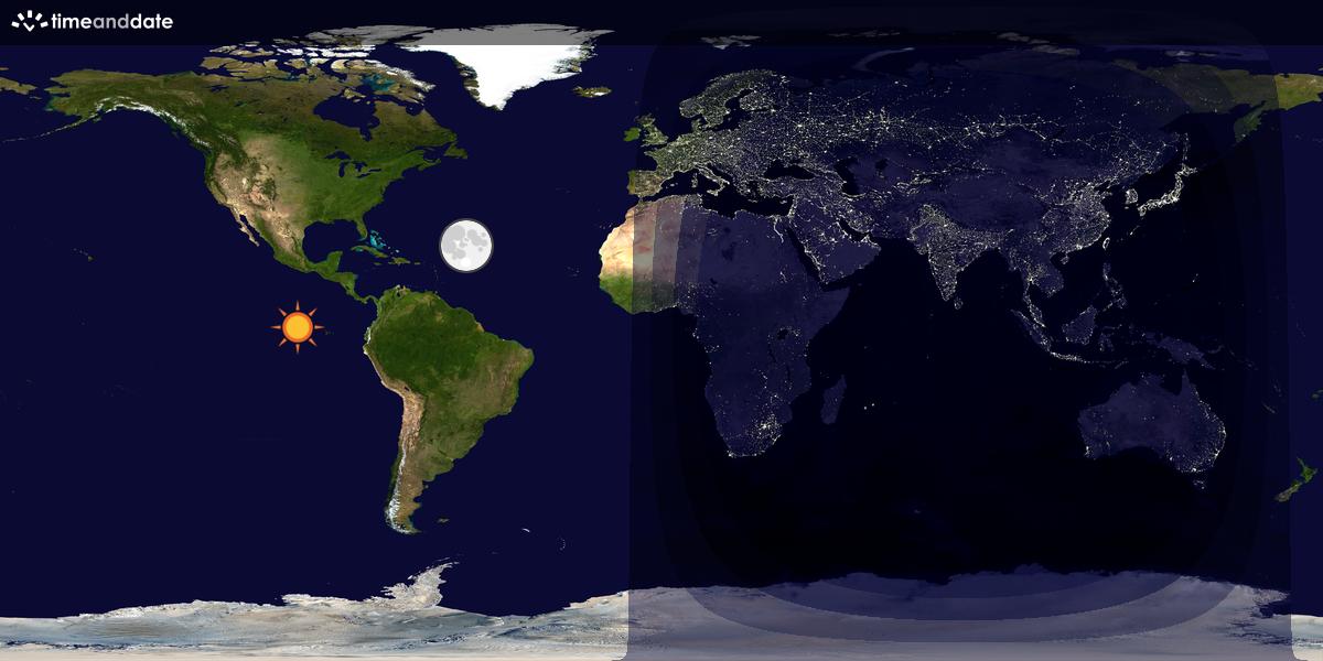 Verdenskart som viser dag og natt 