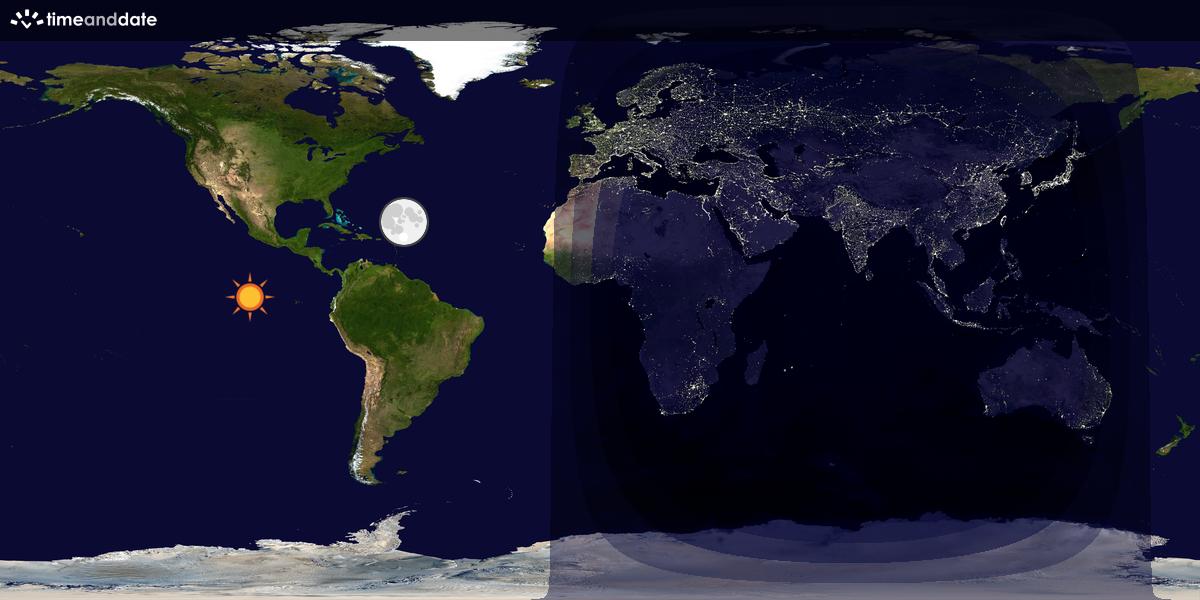 Verdenskart som viser dag og natt 