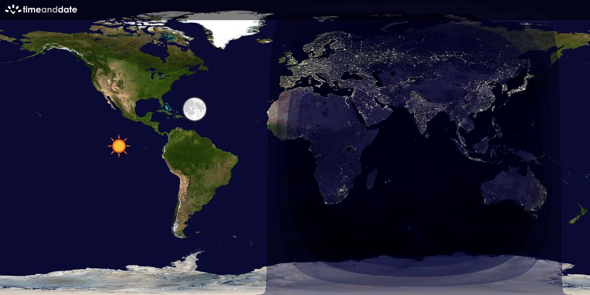 Verdenskart som viser dag og natt 